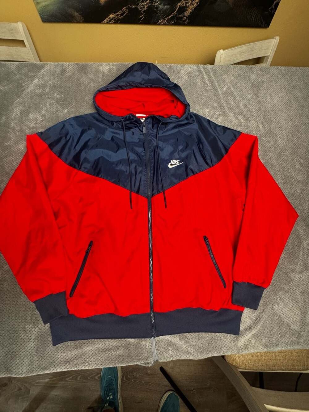 Nike The Windrunner Colorblock Hooded Windbreaker Jacket Red Blue Size L 1223